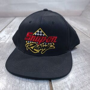 Snap-on Racing Hat Men OS Black Snapback Embroidered Logo Green Underbrim